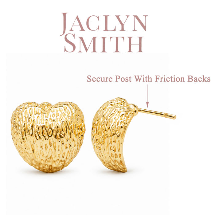 Jaclyn Smith Heart Statement Stud Earrings In Gold