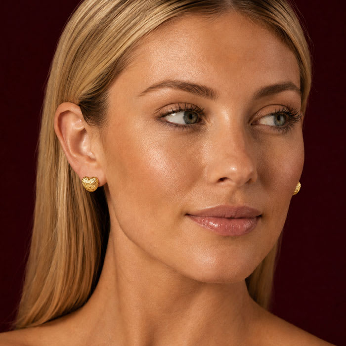 Jaclyn Smith Heart Statement Stud Earrings In Gold