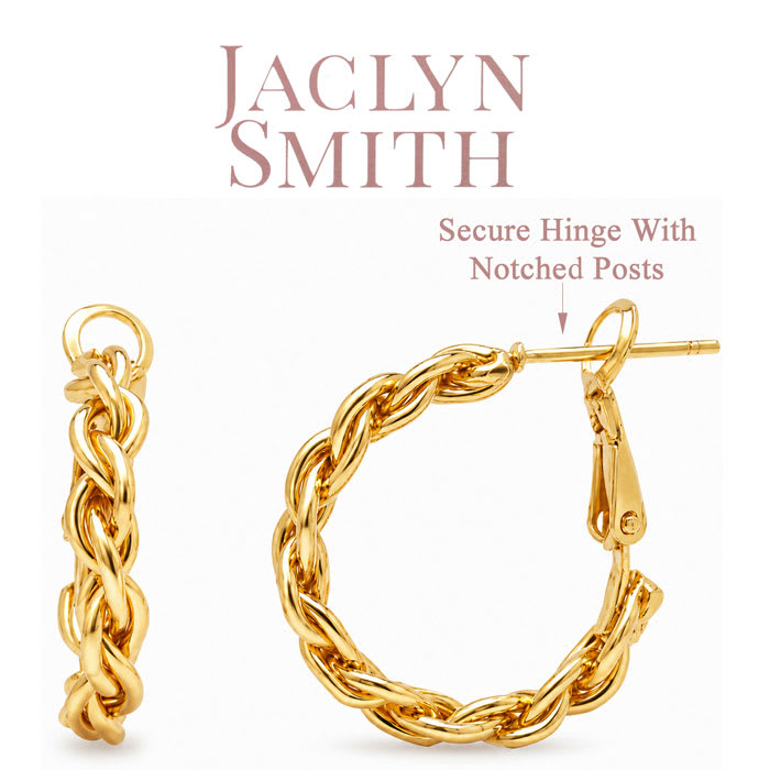 Jaclyn Smith Chain Link Hoop Earrings In Gold