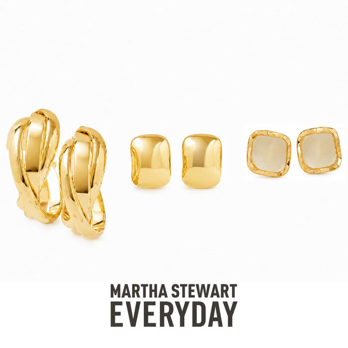 Martha Stewart Everyday Gold Hoop and Stud Earrings Set of 3