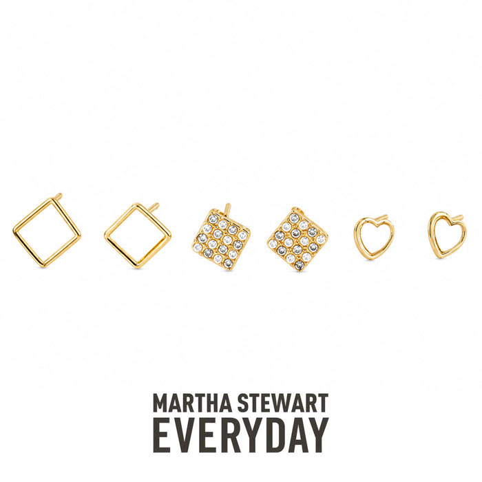 Martha Stewart Everyday Gold Stud Earrings Set of 3