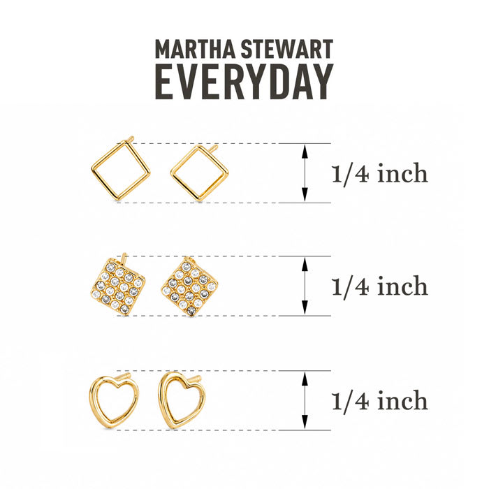 Martha Stewart Everyday Gold Stud Earrings Set of 3