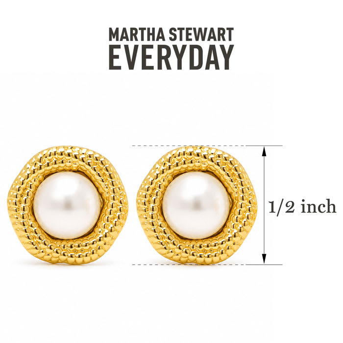 Martha Stewart Everyday Pearl Stud Earrings In Gold