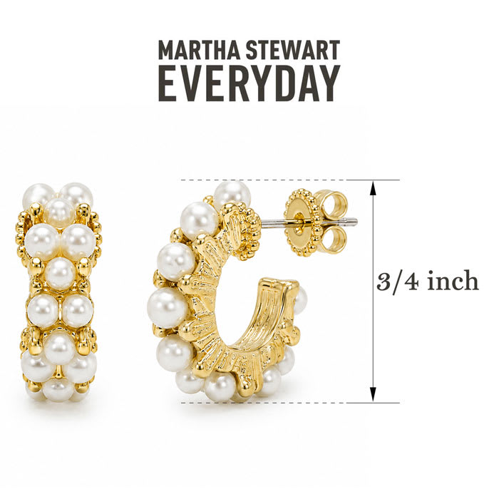 Martha Stewart Everyday Pearl Hoop Earrings In Gold