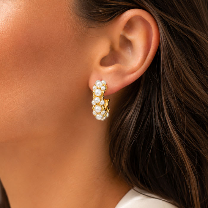 Martha Stewart Everyday Pearl Hoop Earrings In Gold