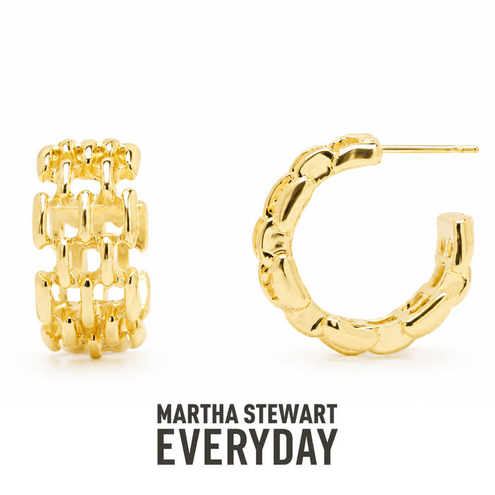 Martha Stewart Everyday Textured Hoop Earrings In Gold