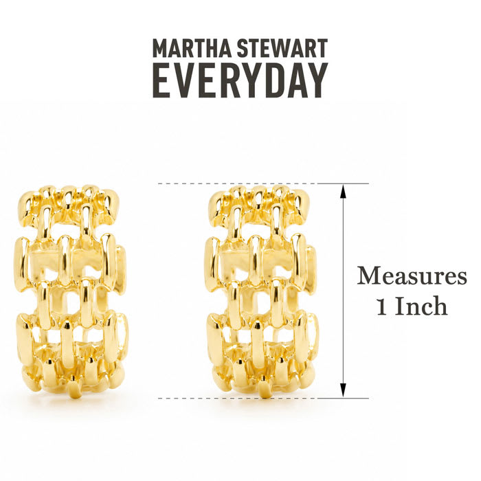 Martha Stewart Everyday Textured Hoop Earrings In Gold