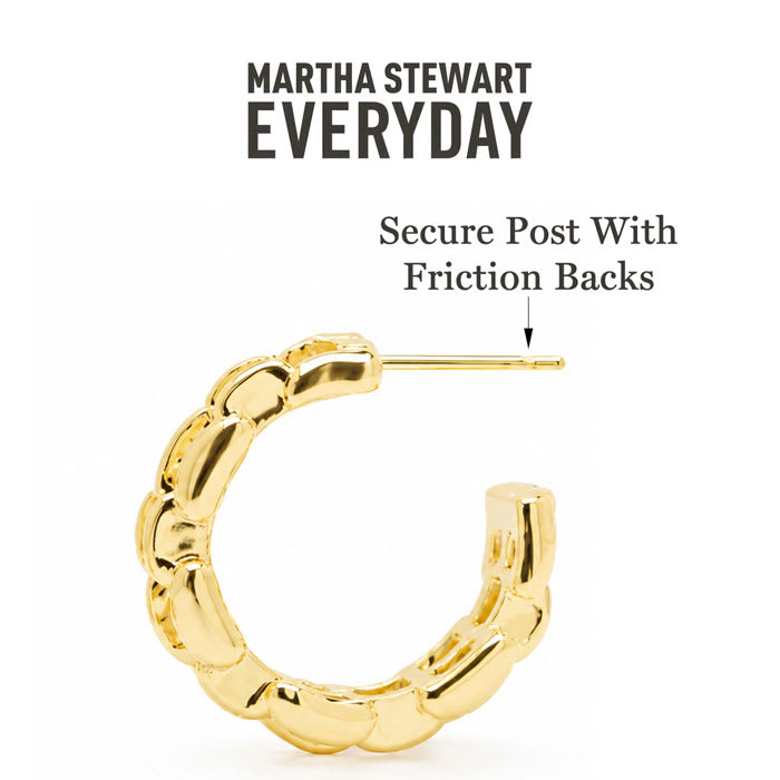 Martha Stewart Everyday Textured Hoop Earrings In Gold