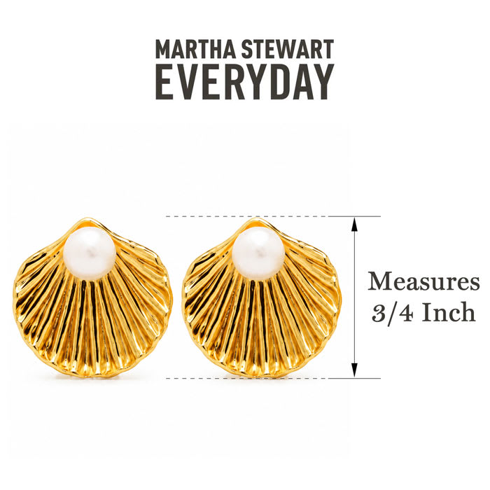 Martha Stewart Everyday Shell Pearl Stud Earrings In Gold