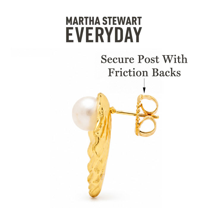 Martha Stewart Everyday Shell Pearl Stud Earrings In Gold