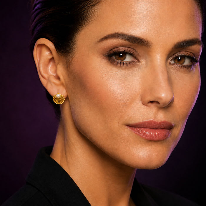 Martha Stewart Everyday Shell Pearl Stud Earrings In Gold