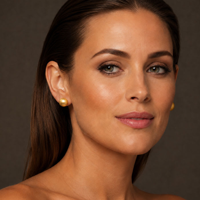 Martha Stewart Everyday Button Stud Earrings In Gold