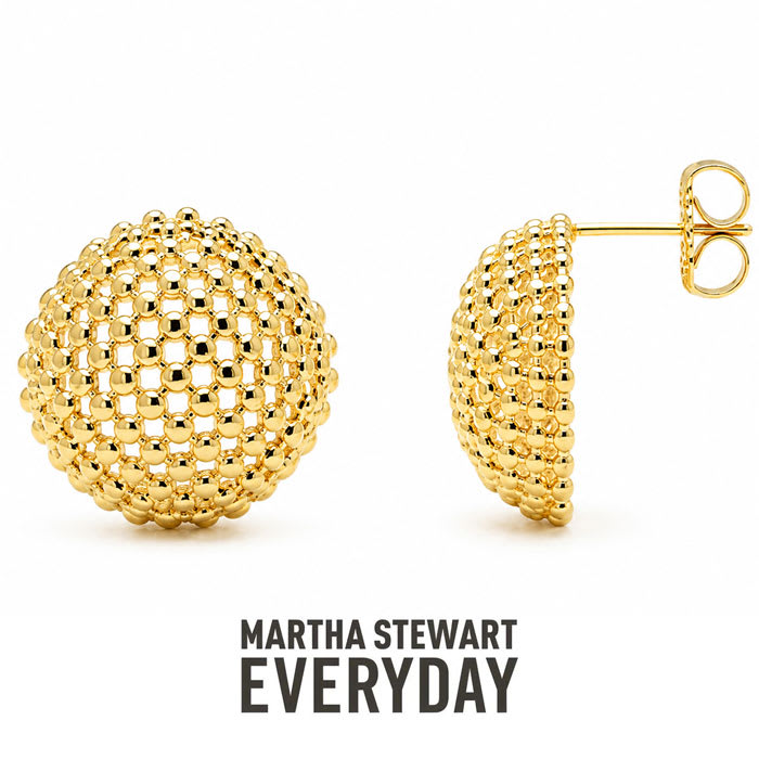 Martha Stewart Everyday Textured Button Stud Earrings In Gold