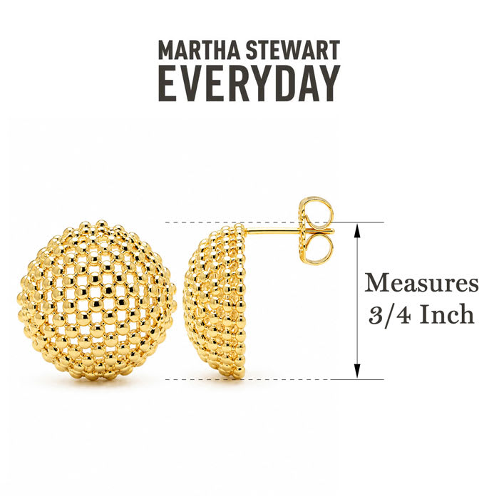 Martha Stewart Everyday Textured Button Stud Earrings In Gold