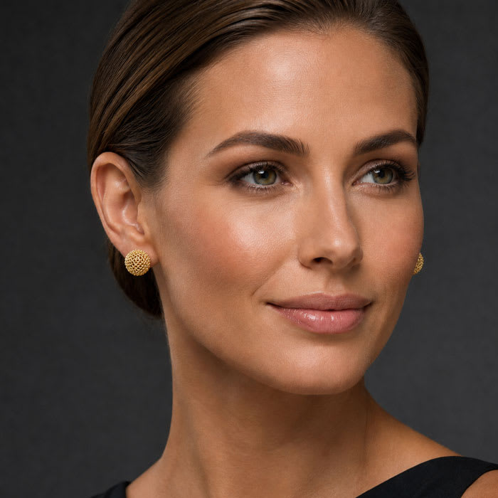 Martha Stewart Everyday Textured Button Stud Earrings In Gold