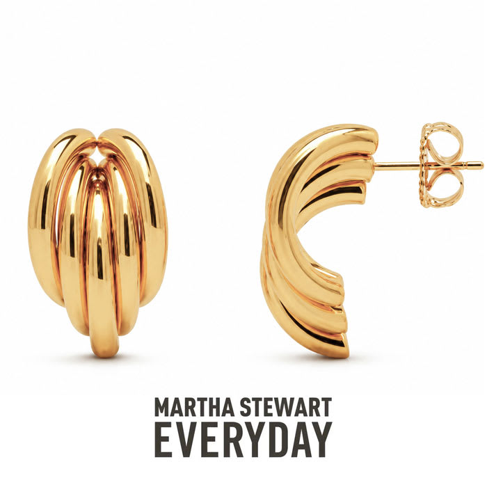Martha Stewart Everyday Ribbed Drop Earrings In Gold