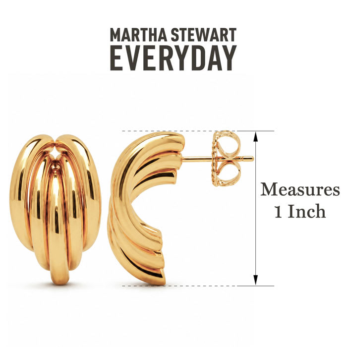 Martha Stewart Everyday Ribbed Drop Earrings In Gold