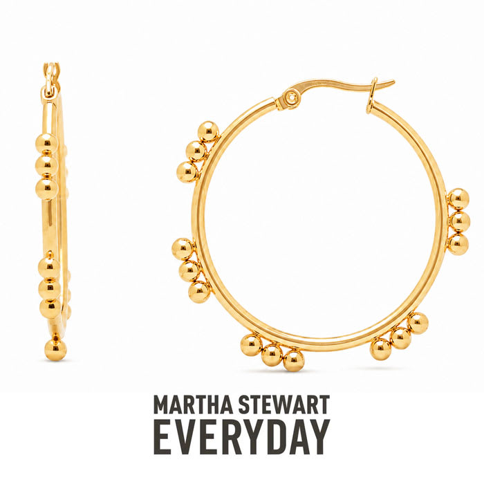 Martha Stewart Everyday Patterned Hoop Earrings In Gold