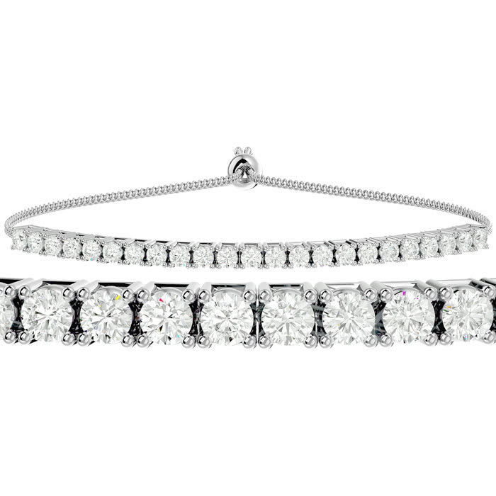 1 Carat Diamond Bolo Tennis Bracelet In Sterling Silver, Adjustable 6-9 inches