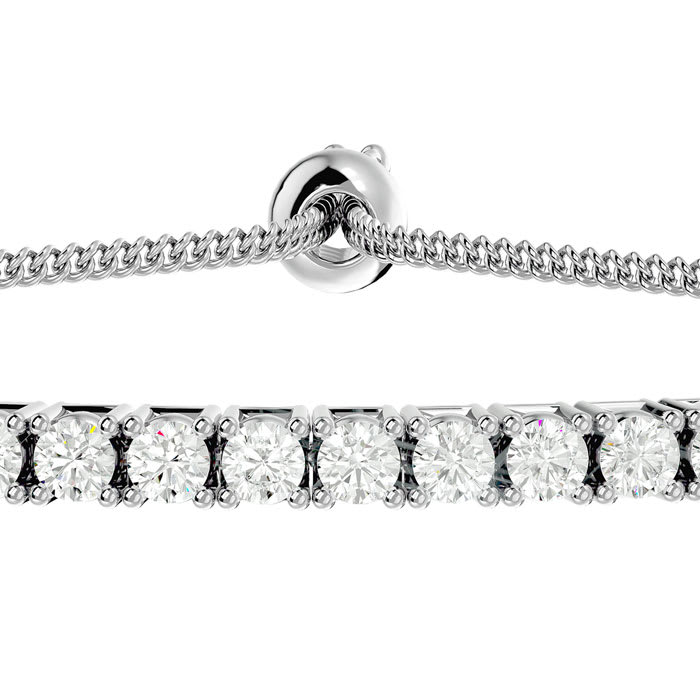 1 Carat Diamond Bolo Tennis Bracelet In Sterling Silver, Adjustable 6-9 inches