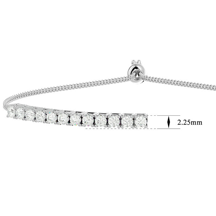 1 Carat Diamond Bolo Tennis Bracelet In Sterling Silver, Adjustable 6-9 inches
