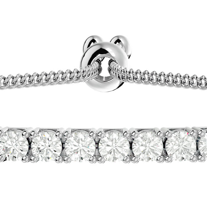 2 Carat Diamond Bolo Tennis Bracelet In Sterling Silver, Adjustable 6-9 inches
