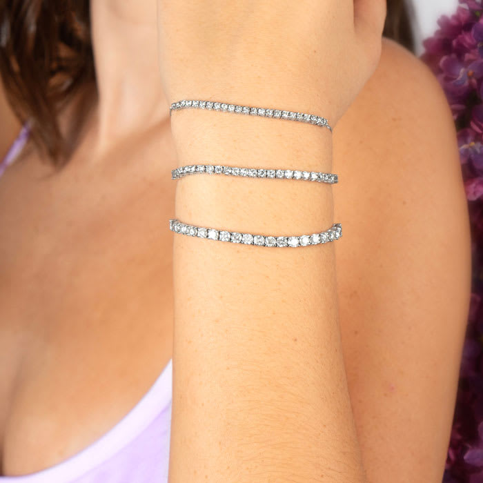 3 Carat Diamond Bolo Tennis Bracelet In Sterling Silver, Adjustable 6-9 inches


