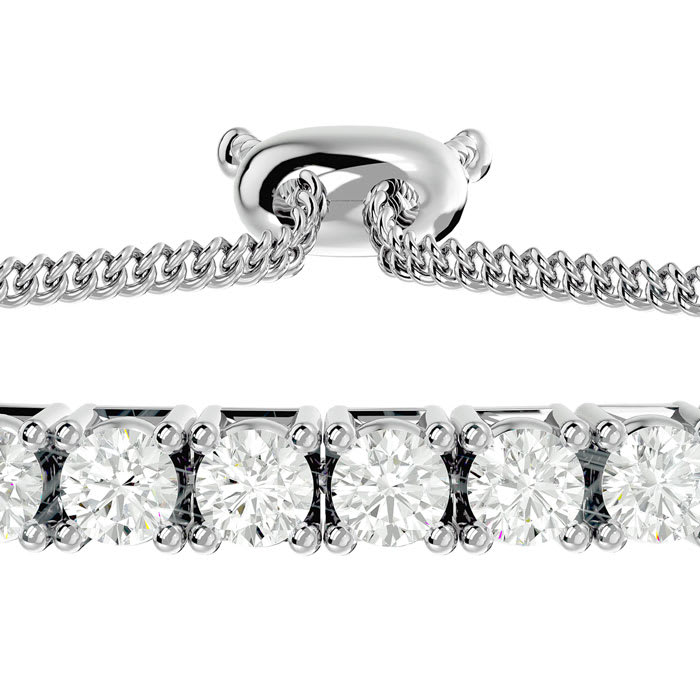 4 Carat Diamond Bolo Tennis Bracelet In Sterling Silver, Adjustable 6-9 inches


