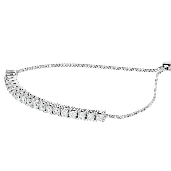 4 Carat Diamond Bolo Tennis Bracelet In Sterling Silver, Adjustable 6-9 inches


