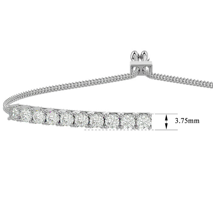 4 Carat Diamond Bolo Tennis Bracelet In Sterling Silver, Adjustable 6-9 inches


