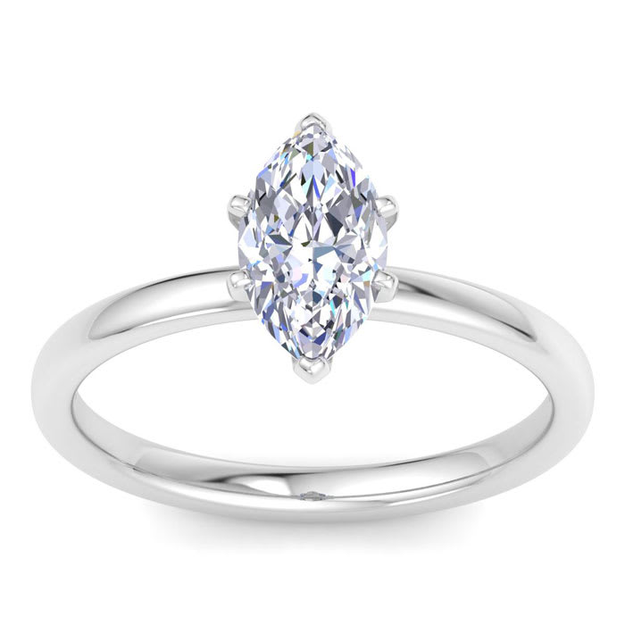 1 Carat Marquise Shape Lab Grown Diamond Ring In Sterling Silver, Solitaire