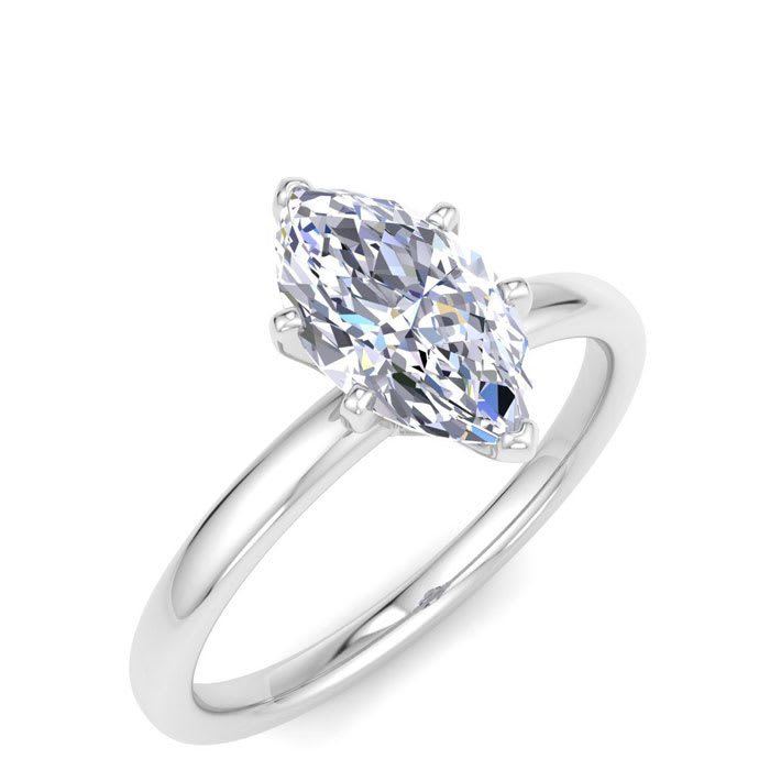 1 Carat Marquise Shape Lab Grown Diamond Ring In Sterling Silver, Solitaire