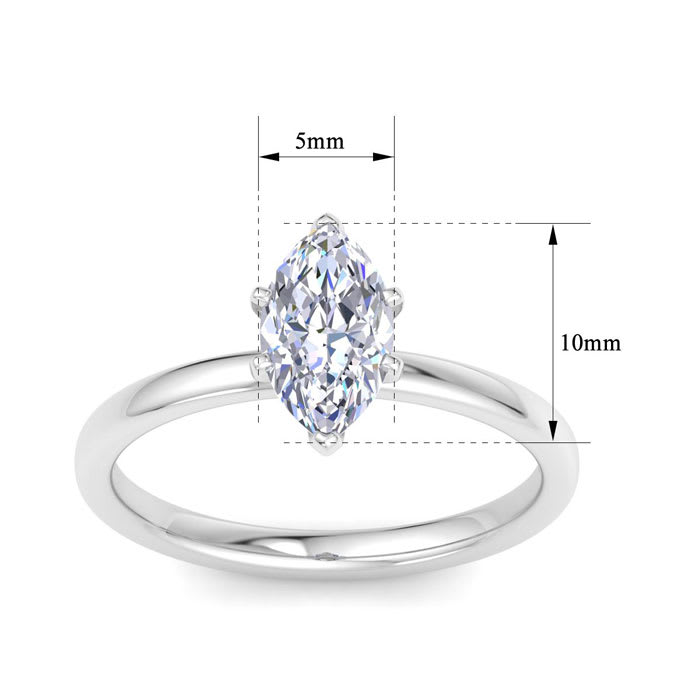 1 Carat Marquise Shape Lab Grown Diamond Ring In Sterling Silver, Solitaire