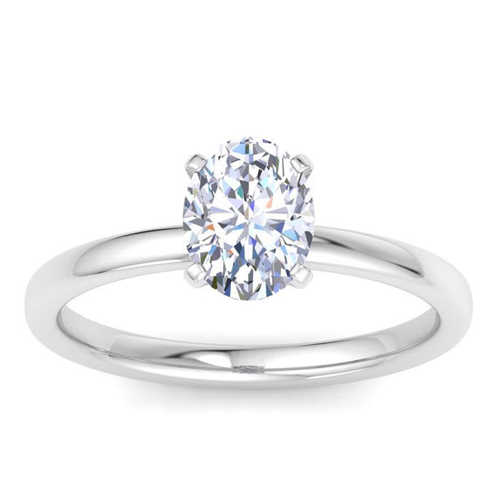 1 Carat Oval Shape Lab Grown Diamond Ring In Sterling Silver, Solitaire