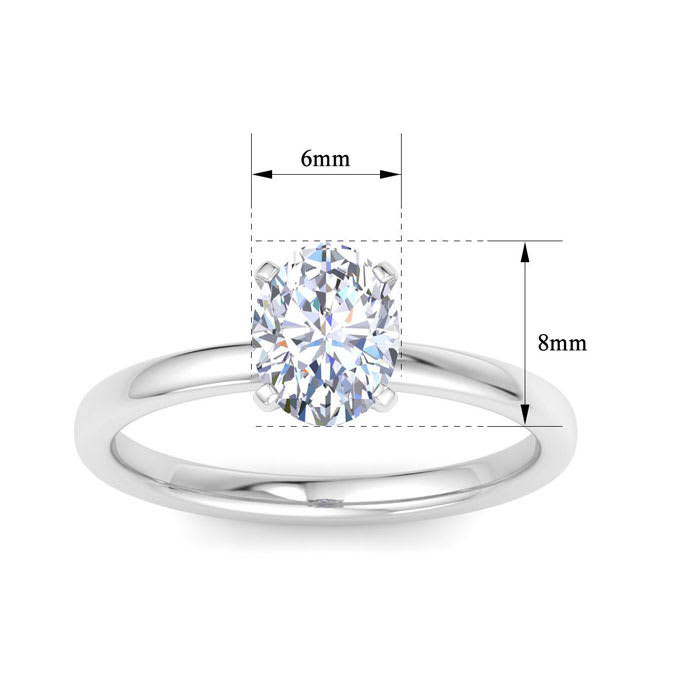 1 Carat Oval Shape Lab Grown Diamond Ring In Sterling Silver, Solitaire