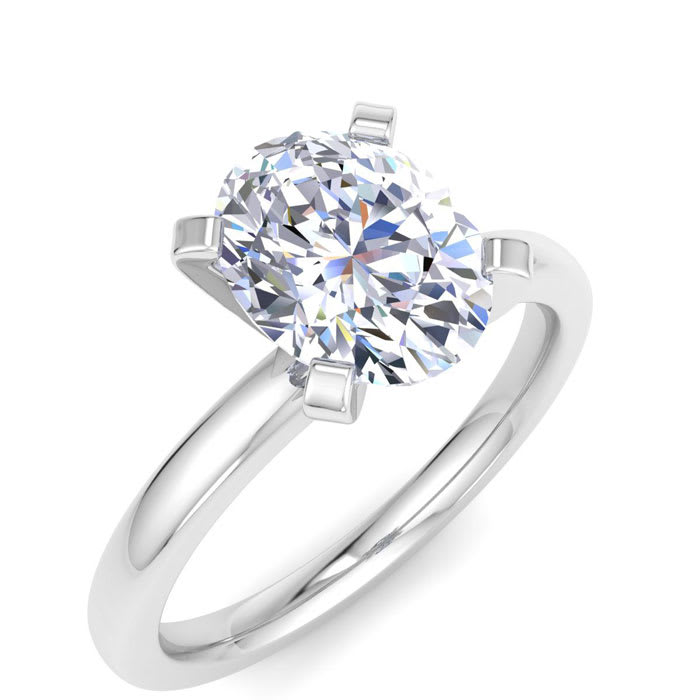2 Carat Oval Shape Lab Grown Diamond Ring In Sterling Silver, Solitaire