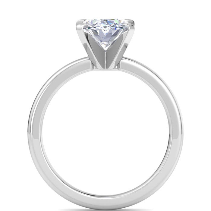 2 Carat Oval Shape Lab Grown Diamond Ring In Sterling Silver, Solitaire