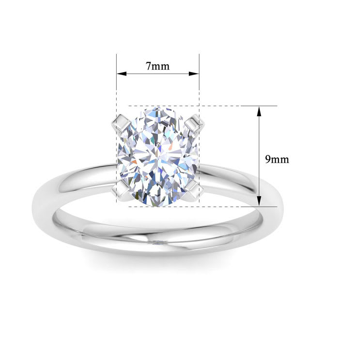 2 Carat Oval Shape Lab Grown Diamond Ring In Sterling Silver, Solitaire