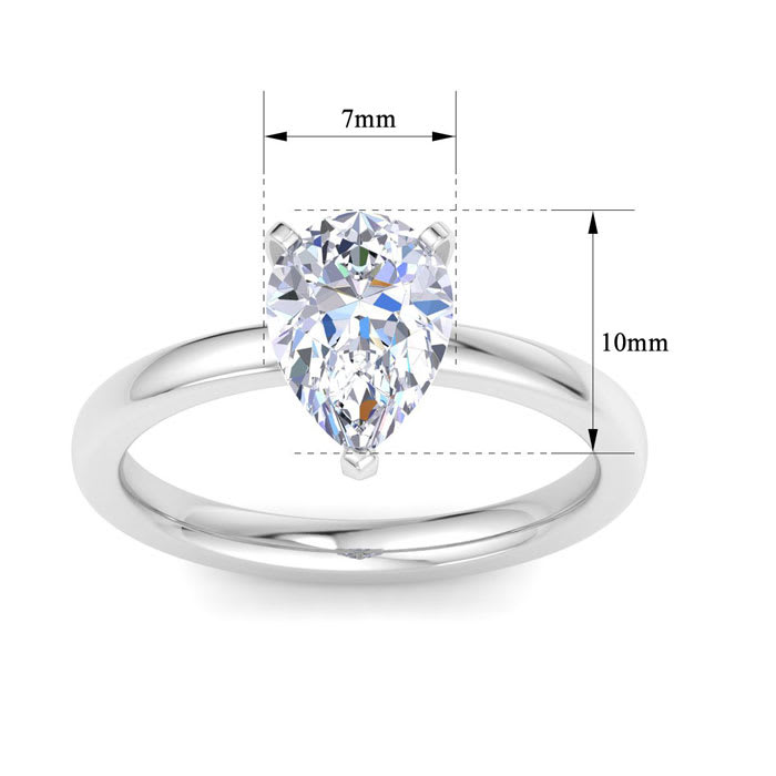 2 Carat Pear Shape Lab Grown Diamond Ring In Sterling Silver, Solitaire
