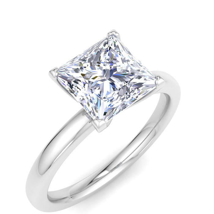2 Carat Princess Cut Lab Grown Diamond Ring In Sterling Silver, Solitaire