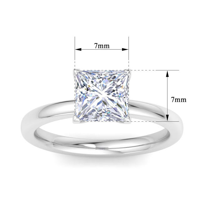 2 Carat Princess Cut Lab Grown Diamond Ring In Sterling Silver, Solitaire