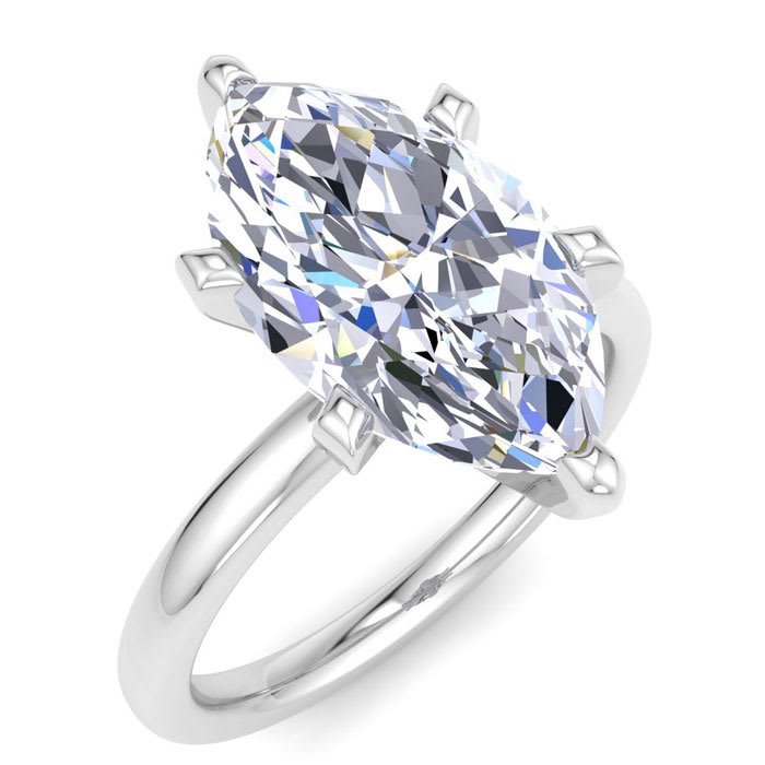 3 Carat Marquise Shape Lab Grown Diamond Ring In Sterling Silver, Solitaire