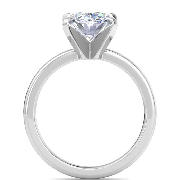 3 Carat Oval Shape Lab Grown Diamond Ring In Sterling Silver, Solitaire