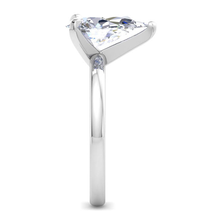 3 Carat Pear Shape Lab Grown Diamond Ring In Sterling Silver, Solitaire