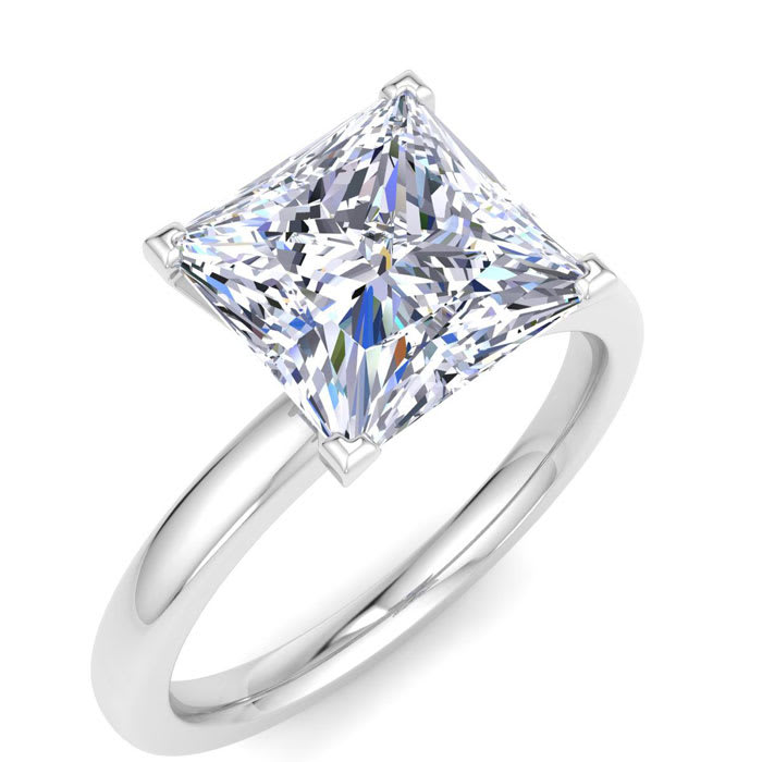 3 Carat Princess Cut Lab Grown Diamond Ring In Sterling Silver, Solitaire