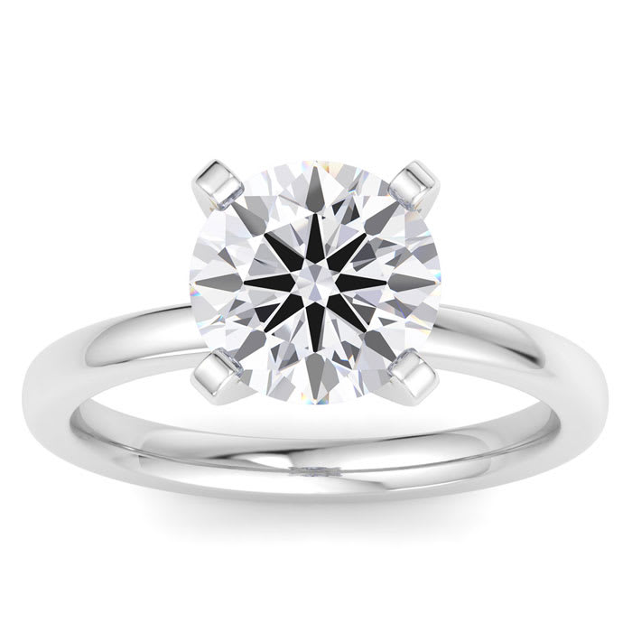 3 Carat Round Shape Lab Grown Diamond Ring In Sterling Silver, Solitaire