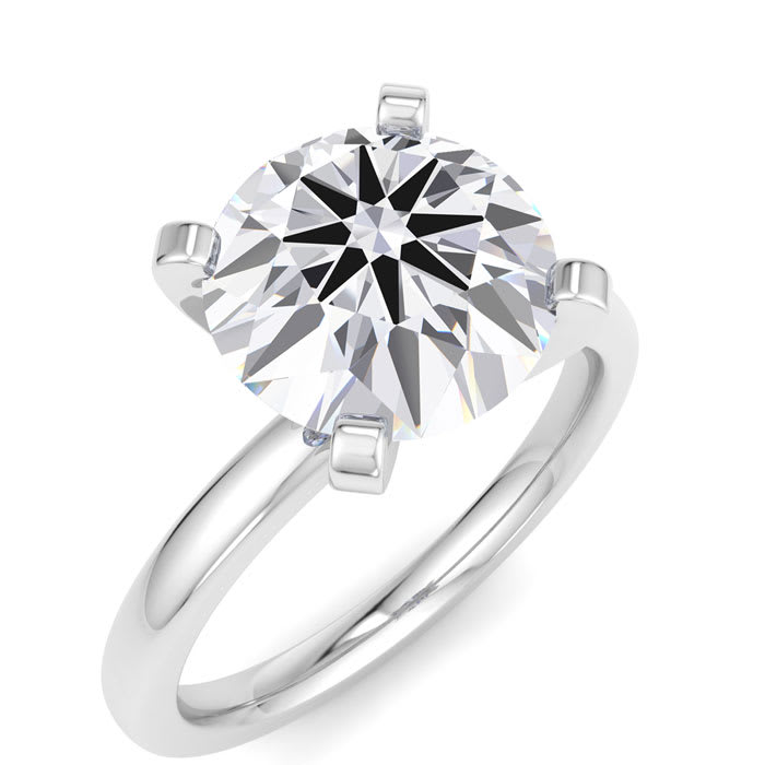 3 Carat Round Shape Lab Grown Diamond Ring In Sterling Silver, Solitaire