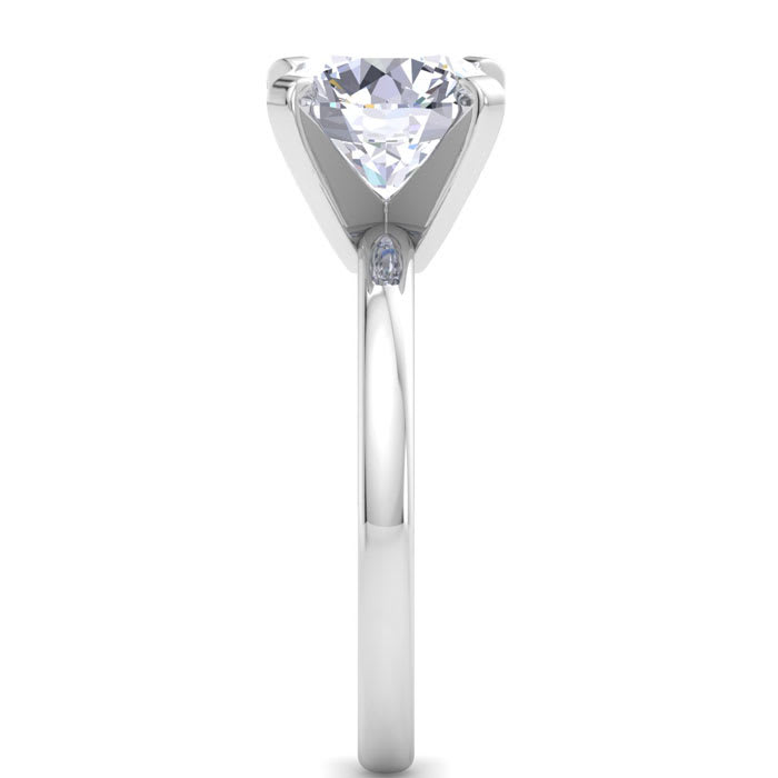 3 Carat Round Shape Lab Grown Diamond Ring In Sterling Silver, Solitaire