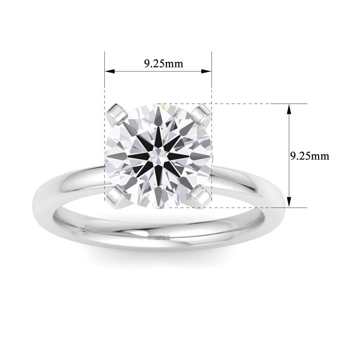 3 Carat Round Shape Lab Grown Diamond Ring In Sterling Silver, Solitaire
