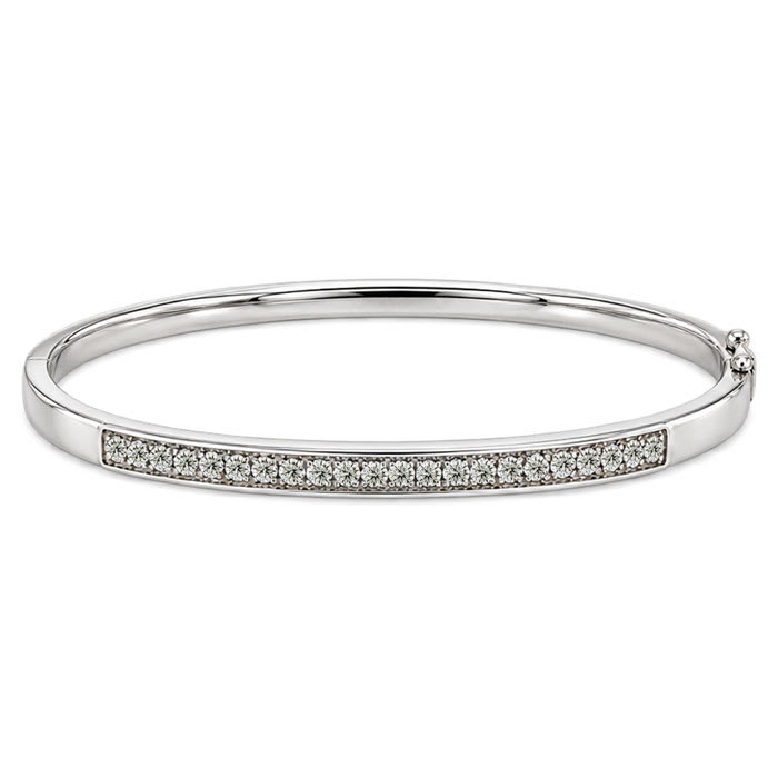 1/10 Carat Natural Diamond Bangle Bracelet In Sterling Silver
